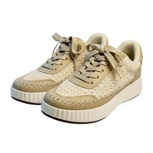 Dolce Vita Womens FRIDA Beige Woven Platform Sneakers Shoes‎ WMS 8M